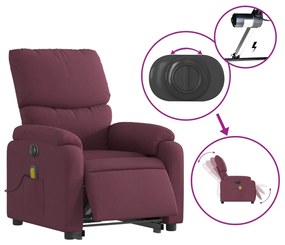 Poltrona elétrica elevatória massagens tecido roxo