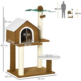 PawHut Árvore Arranhador para Gatos Altura 89cm Torre para Gatos com C