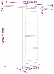 Porta de Correr vidaXL com Conjunto de Ferragens Branca 73.5x198.5 cm