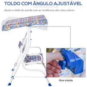 Outsunny Baloiço de Jardim Infantil de 2 Lugares com Toldo Ajustável e