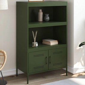 vidaXL Aparador alto 68x39x113 cm aço verde azeitona