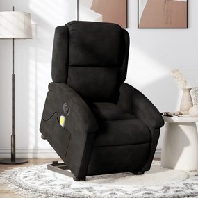 vidaXL Poltrona massagens reclinável elevatória elétrica veludo preto