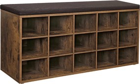 Banco para sapatos com espaço de arrumação 30 x 105 x 48 cm Castanho vintage