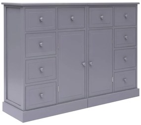 Aparador com 10 gavetas 113x30x79 cm madeira cinzento