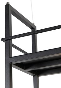 Candeeiro suspenso industrial preto 4 luzes estante grande - CAGE Rack Industrial