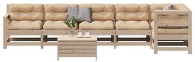 7 pcs conjunto lounge de jardim c/ almofadões pinho maciço