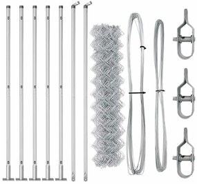 Conjunto de Postes de Cerca Prateado 10 x 0.8 m Aço galvanizado