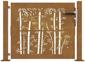 Portão de jardim 105x80 cm aço corten design bambu