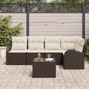 Conjunto de Sofá de Jardim 6 Peças com Almofadas Cinzas em Rattan Sint