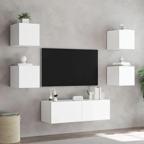 5 pcs móveis de parede para TV com luzes LED branco