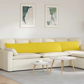 vidaXL Travesseiros de Sofá 2 pcs Amarelo Claro 200 x 40 cm tecido