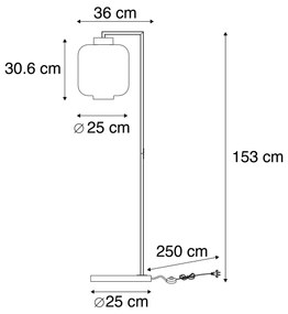 LED Candeeiro de pé inteligente preto com vidro fumê incluindo WiFi ST64 - Qara Down Design