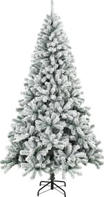 Árvore de Natal Nevada 230 cm com 1000 Pontas em PVC Ignífugo, Ramos Articulados, Montagem Rápida, Verde e Branco