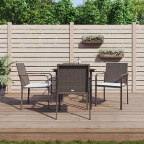 vidaXL 5 pcs conjunto de jantar p/ jardim c/ almofadões vime PE e aço