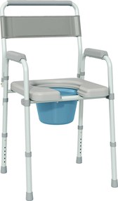 Cadeira de sanita dobrável, antiderrapante e com altura ajustável, assento e braços almofadados, capacidade de 150 kg, cinzento