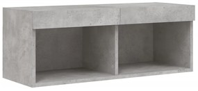Móvel de TV com luzes LED 80x30x30 cm cinzento cimento