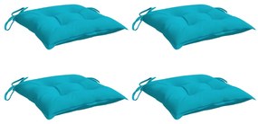 Almofadões de cadeira 4 pcs 50x50x7 cm tecido oxford turquesa
