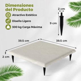 Conjunto de 16 degraus de 39,5 x 39,5 cm com estacas de fixação ao solo e pedras decorativas para passarelas de jardim, pavimentos exteriores, relvado
