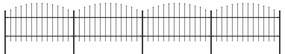Cerca de jardim com topo em lanças (1-1,25)x6,8 m aço preto