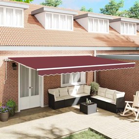vidaXL Toldo retrátil automático 500x300 cm bordô