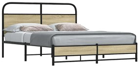 Estrutura de cama sem colchão 160x200cm metal carvalho sonoma