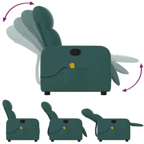 Poltrona de massagens reclinável tecido verde-escuro