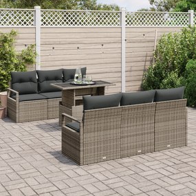Conjunto de Sofá de Jardim vidaXL de 7 Peças com Almofadas Cinza de Ra