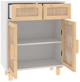 Aparador 60x30x75 cm madeira pinho maciça/vime natural branco