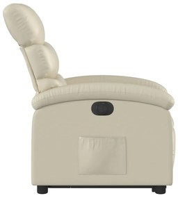 Poltrona reclinável elevatória elétrica couro artificial creme