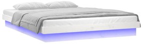 Estrutura cama super king c/LED 180x200cm madeira maciça branco