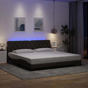 vidaXL Estrutura de cama com LED sem colchão 200x200 cm tecido