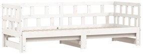 Sofá-cama com gavetão 90x190 cm madeira de pinho maciça branco