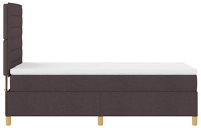 Cama Box Spring com Colchão Castanho Escuro 100x200 cm Tecido