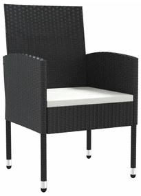 5 pcs conjunto de jantar para jardim vime PE e aço preto