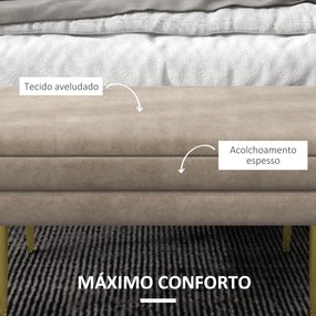 Banco Pé de Cama 30L Banco com Armazenamento para Dormitório Estofado em Veludo 79,5x37,5x43 cm Bege