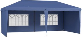 Outsunny Tenda Dobrável 6x3 m Pop-up com 4 Laterais Desmontáveis Tenda de Jardim com 2 Janelas Visíveis Saco de Transporte Azul | Aosom Portugal