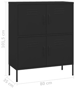 Armário de arrumação aço 80x35x101,5 cm preto