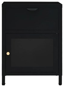 Mesa de cabeceira 40x30x54,5 cm vidro e aço preto