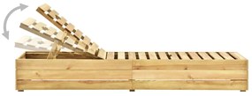 Espreguiçadeira com mesa madeira de pinho impregnada verde