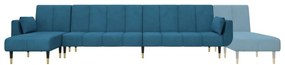 Sofá-cama em forma de L 275x140x70 cm veludo azul