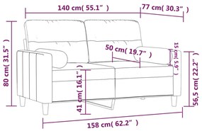 Sofá 2 lugares +almofadas decorativas 140cm tecido cinza-escuro