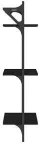 Estante 3 prateleiras parede c/ barras 2 pcs 30x25x100 cm preto