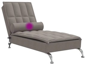 Chaise lounge de massagem com rolo tecido cinza-acastanhado