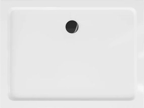Mexen Flat base de duche retangular slim 80 x 70 cm, branco, sifão preto - 40107080B
