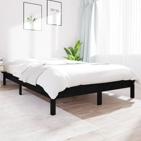 Estrutura de cama super king size 180x200 cm pinho maciço preto