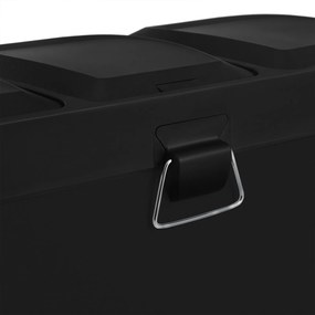 Caixote do lixo para a cozinha com 3 compartimentos 60,4 x 30 x 56,3 cm Preto