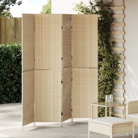 vidaXL Divisor de Ambiente 4 Painéis Dobrável Bege 196x180 cm Polyrattan