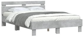 Estrutura de cama c/ cabeceira derivados madeira cinza-cimento