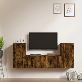 vidaXL Conjunto móveis de TV 4 pcs madeira processada carvalho fumado
