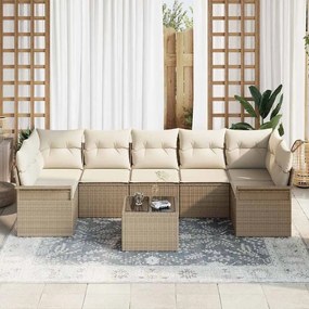 Conjunto de Sofás de Jardim com Almofadas 8 Peças em Rattan Sintético